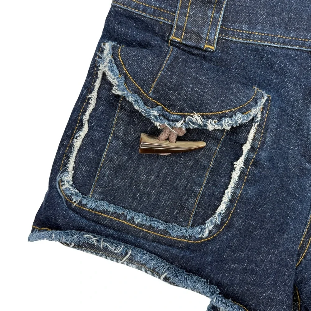 Derek Lam 10 Crosby Denim Shorts Women 0 Blue Toggle Pocket Frayed Hem High Rise - Picture 10 of 10